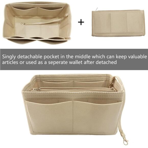 NWT Beige Felt Purse Shaper Organizer Insert – Medium Size - Picture 3 of 6